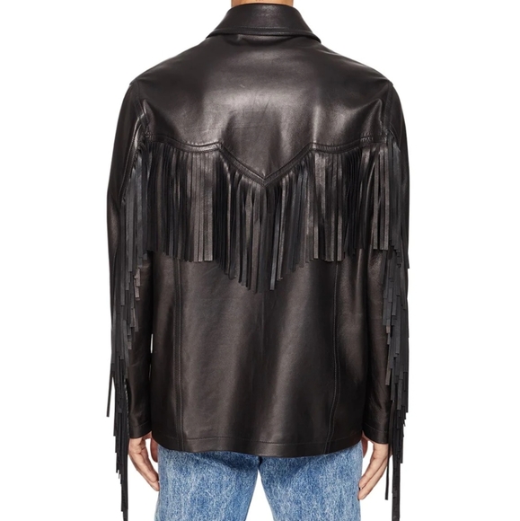 Versace fringe Leather jacket 56it NWT - Picture 10 of 15